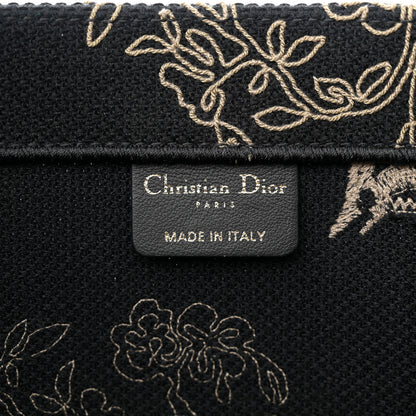 Christian Dior Canvas Embroidered Large Ornamental Cornely Book Tote Black Beige 6 of 12