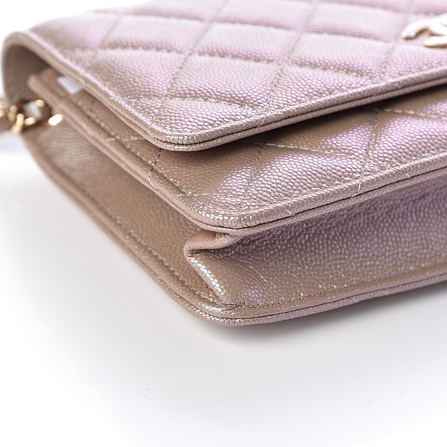Chanel Iridescent Caviar Quilted Wallet On Chain WOC Beige 9 of 11