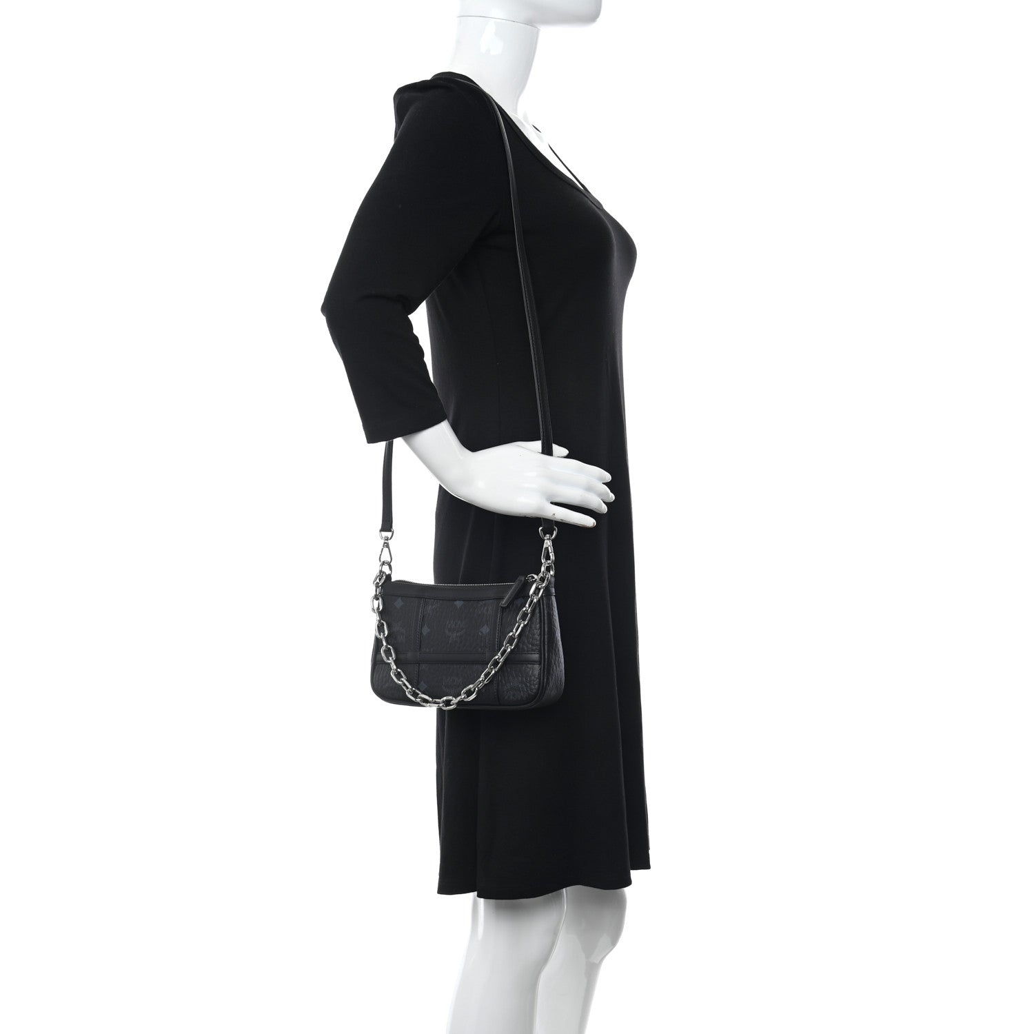 MCM Visetos Mini Aren Chain Crossbody Bag Black 2 of 11
