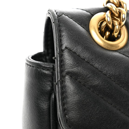 Gucci Calfskin Matelasse Small GG Marmont Shoulder Bag Black 12 of 13