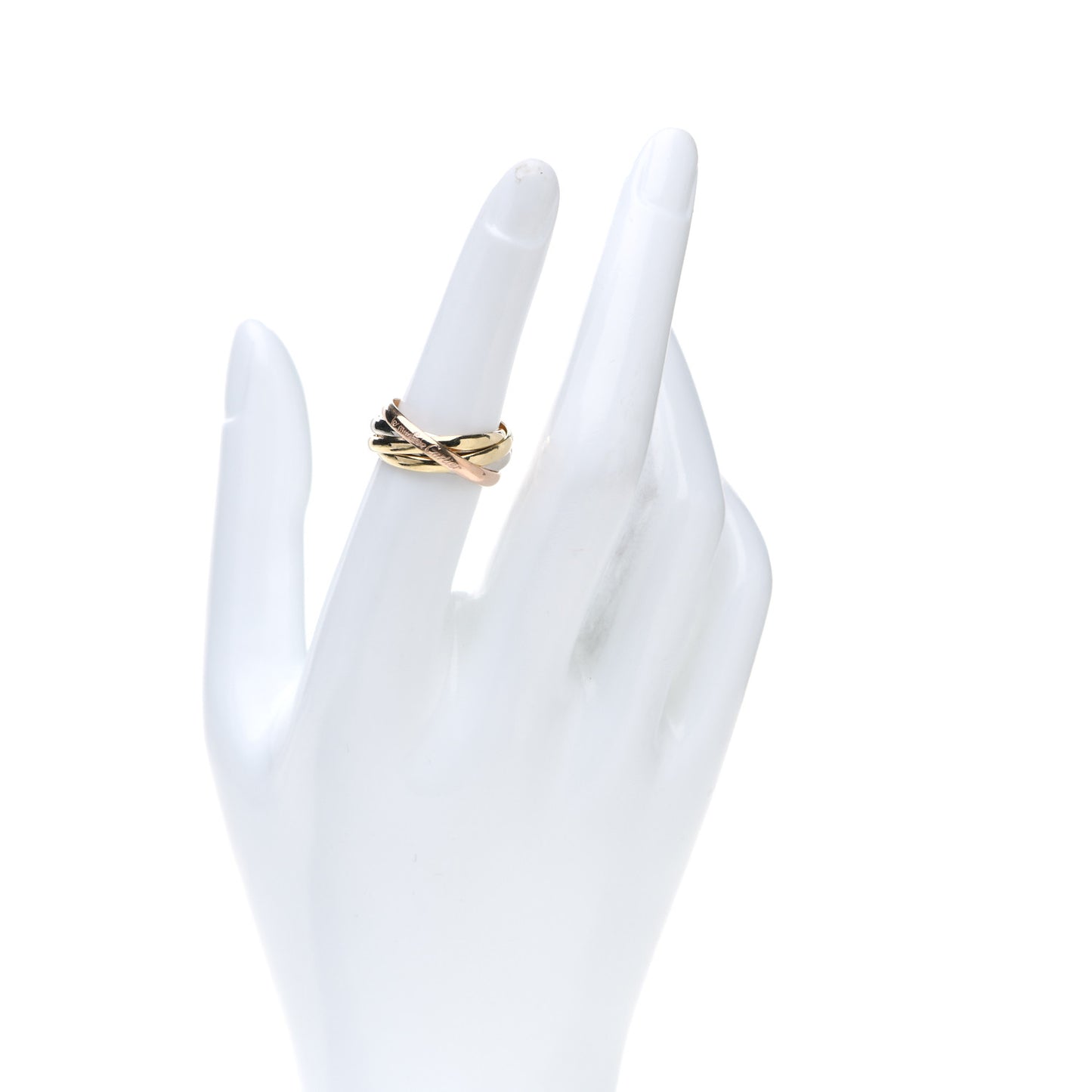 18K Pink Yellow White Gold Five Band Les Must De Cartier Trinity Ring 52 6