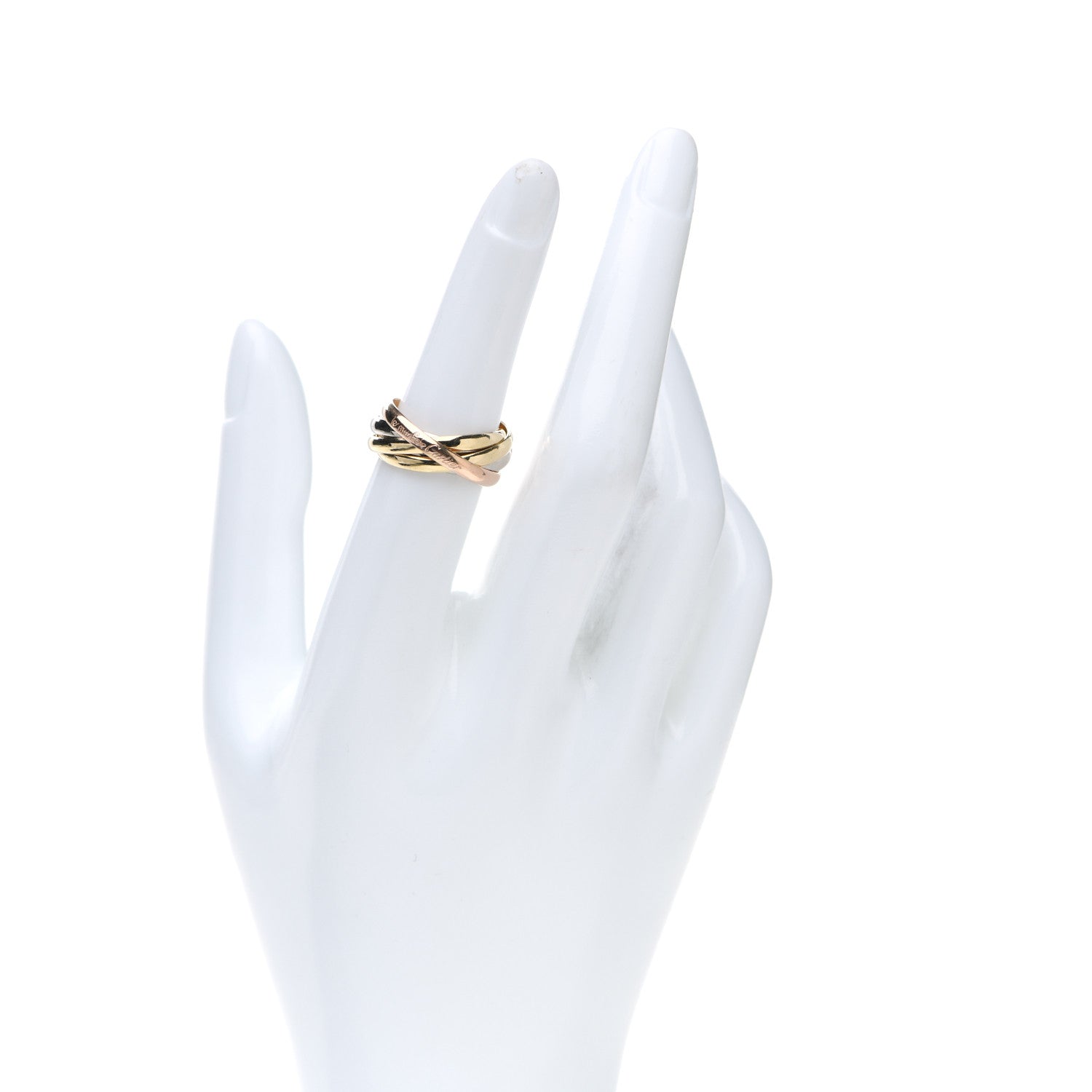 Cartier 18K Pink Yellow White Gold Five Band Les Must De Cartier Trinity Ring 52 6 2 of 5
