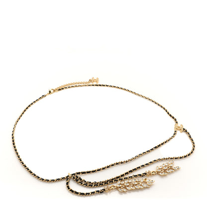 Chanel Lambskin Crystal Charm Chain CC Belt Black Gold 1 of 8