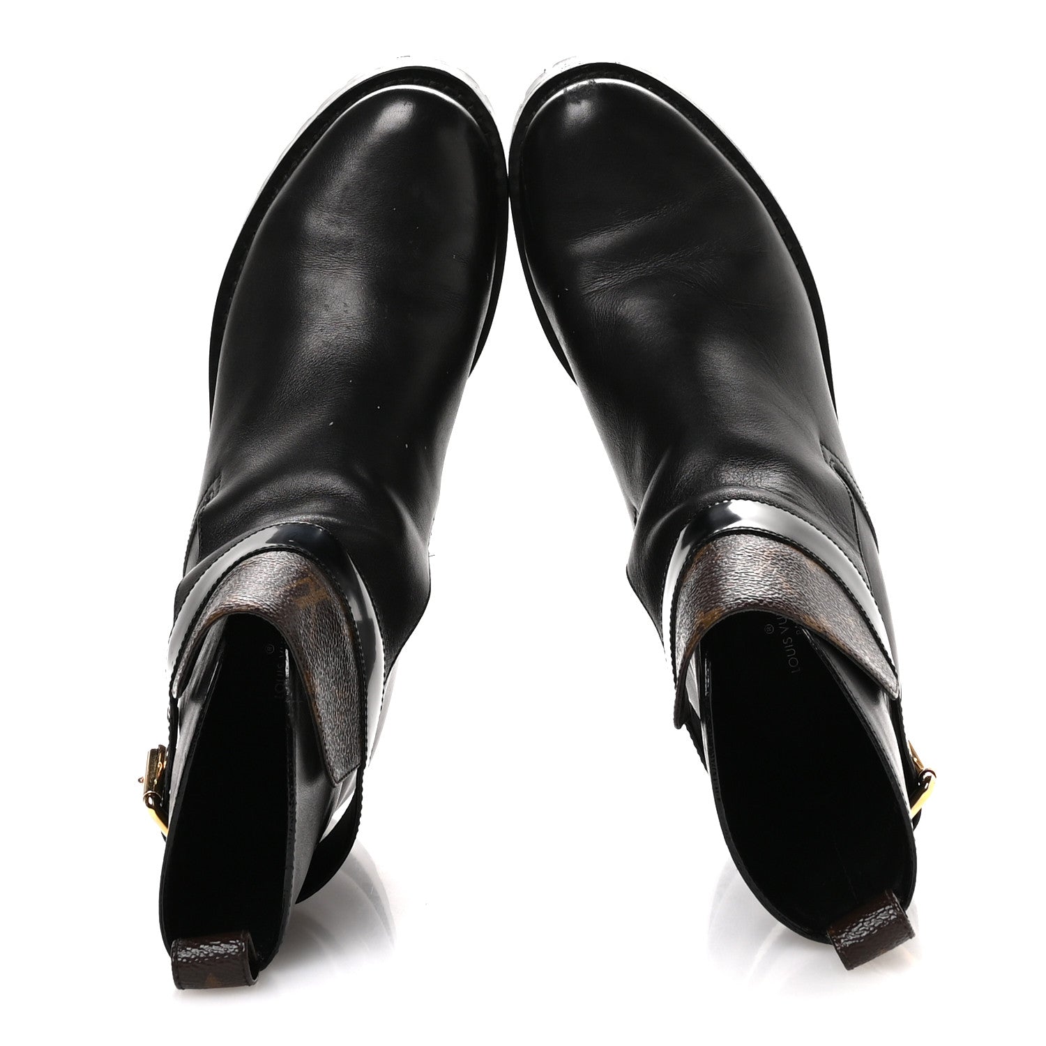 Louis Vuitton Calfskin Monogram Discovery Flat Ankle Boots 38 Black 2 of 9