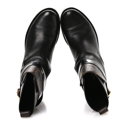 Louis Vuitton Calfskin Monogram Discovery Flat Ankle Boots 38 Black 2 of 9