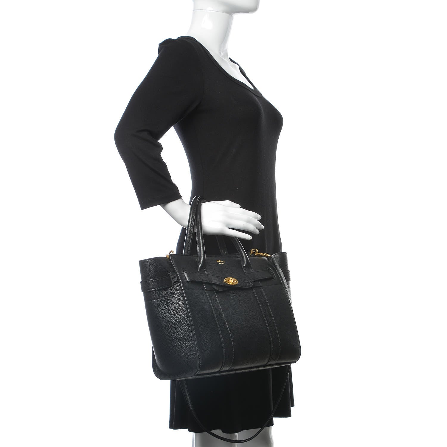 Mulberry Classic Grain Small Bayswater Zip Tote Black 2 of 14