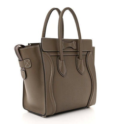Celine Drummed Calfskin Micro Luggage Souris 3 of 9