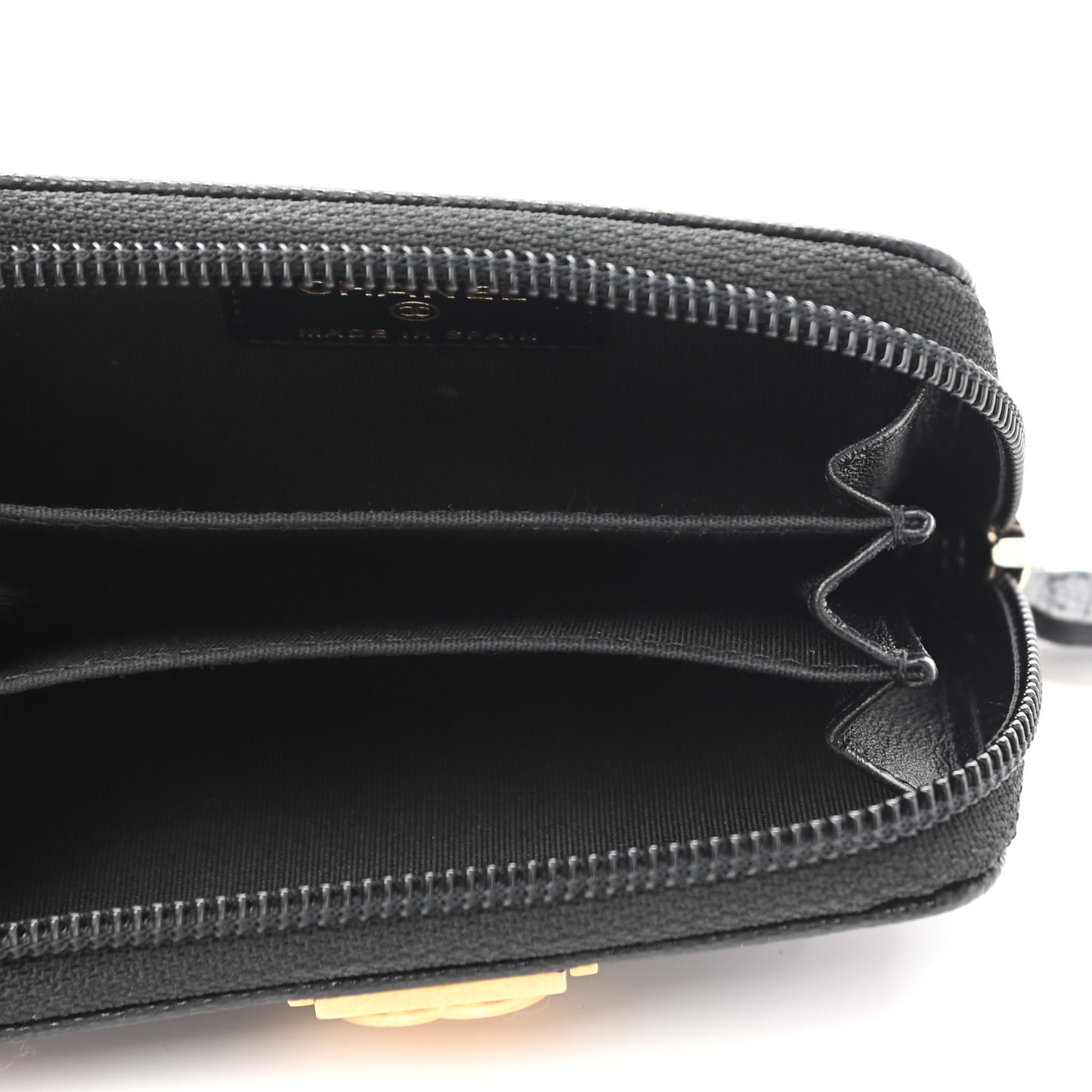 Caviar Quilted Boy Zip Around Coin Purse Wallet Black