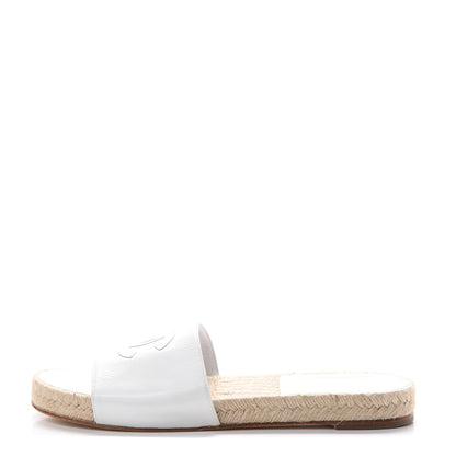 Chanel Calfskin CC Espadrille Slip On Sandals 41 White 1 of 10