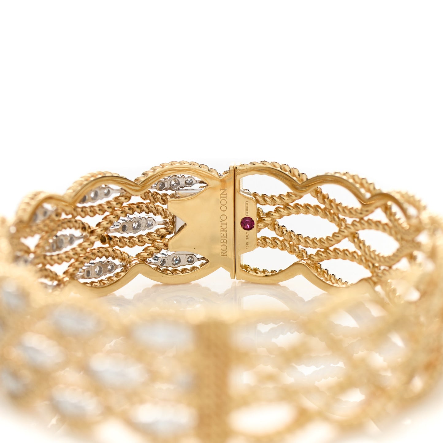 18K Yellow Gold Diamond 3 Row Barocco Bracelet