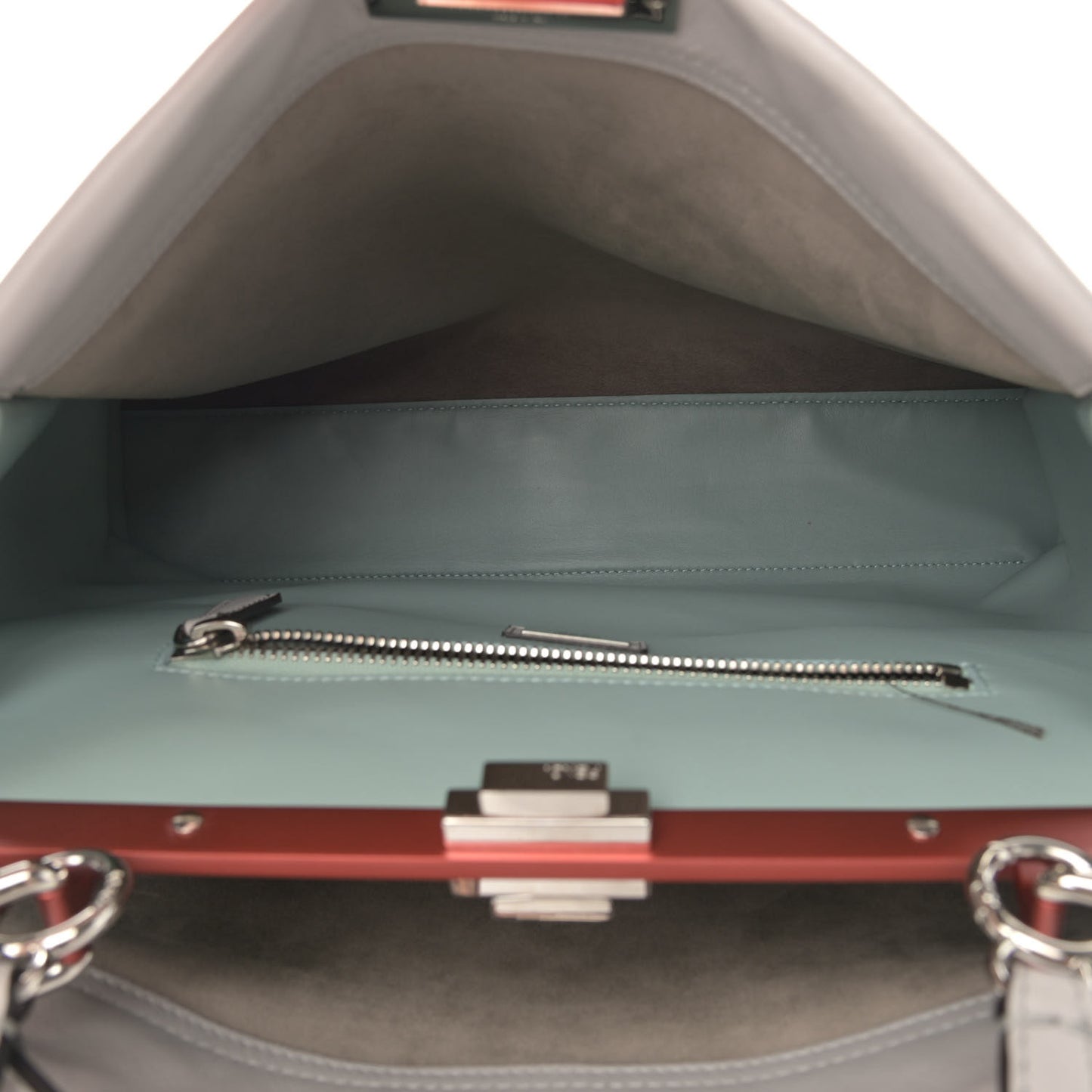 Vitello Dolce Shiny Nappa Large Peekaboo Iconic Satchel Grey