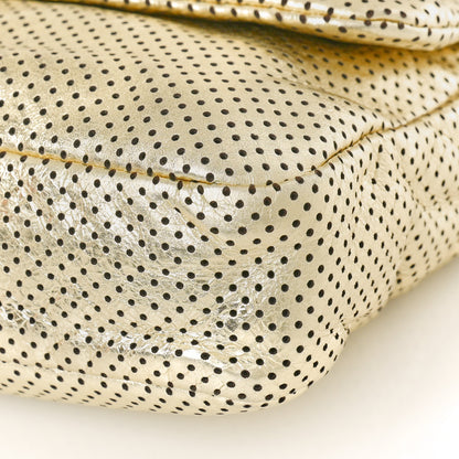 Chanel Metallic Crackled Calfskin Perforated Large Drill Flap Gold 9 of 10