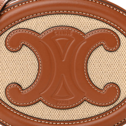 Celine Canvas Calfskin Cuir Small Triomphe Oval Crossbody Purse Natural Tan 9 of 12
