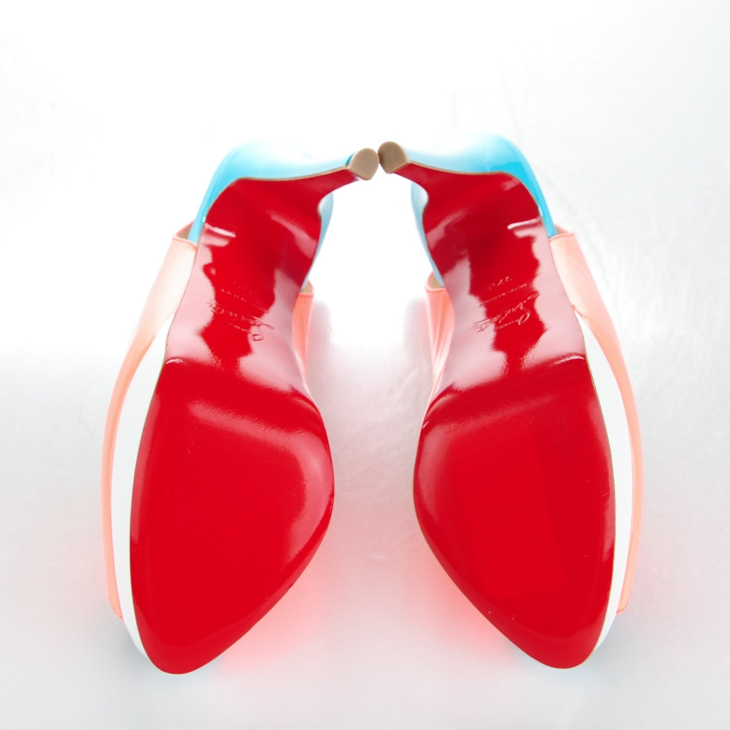 Christian Louboutin Patent Lady Peep Sling 150 Pumps 37 Flamingo 5 of 8