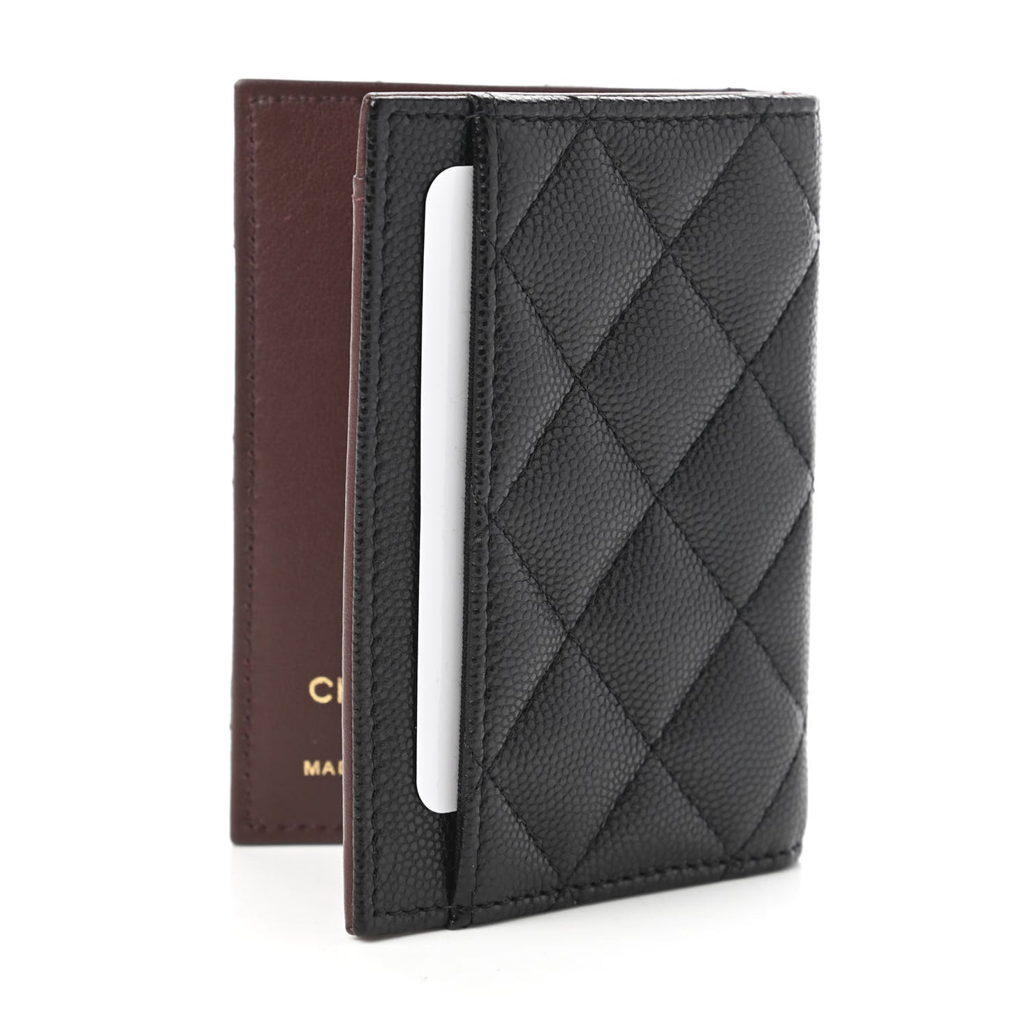 Caviar Quilted Card Holder Wallet Black