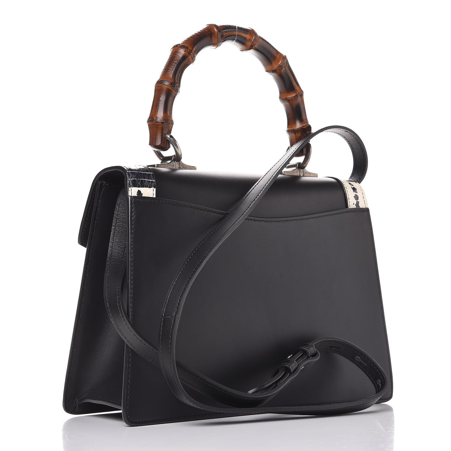 Gucci Calfskin Snakeskin Small Lilith Top Handle Bag Black 3 of 10
