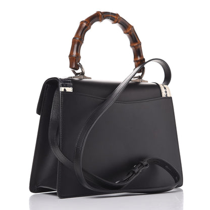 Gucci Calfskin Snakeskin Small Lilith Top Handle Bag Black 3 of 10