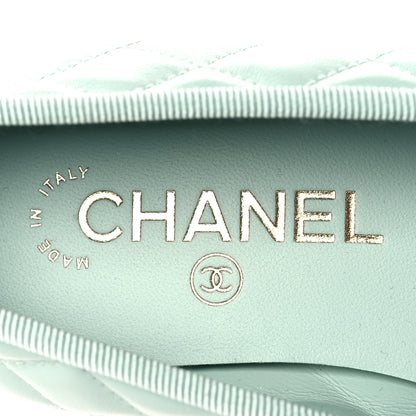 Chanel Lambskin Quilted CC Cap Toe Ballerina Flats 37 Light Blue Black 9 of 9
