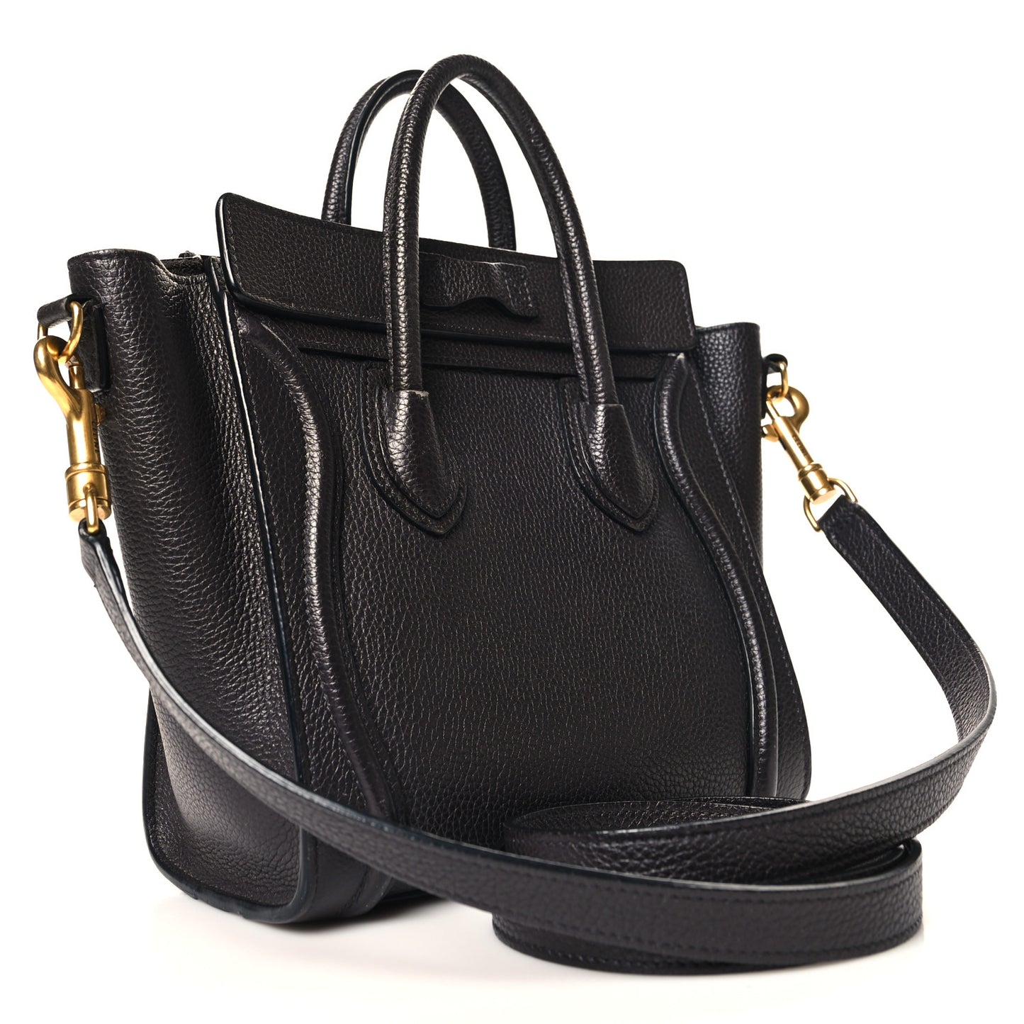Drummed Calfskin Nano Luggage Liquorice