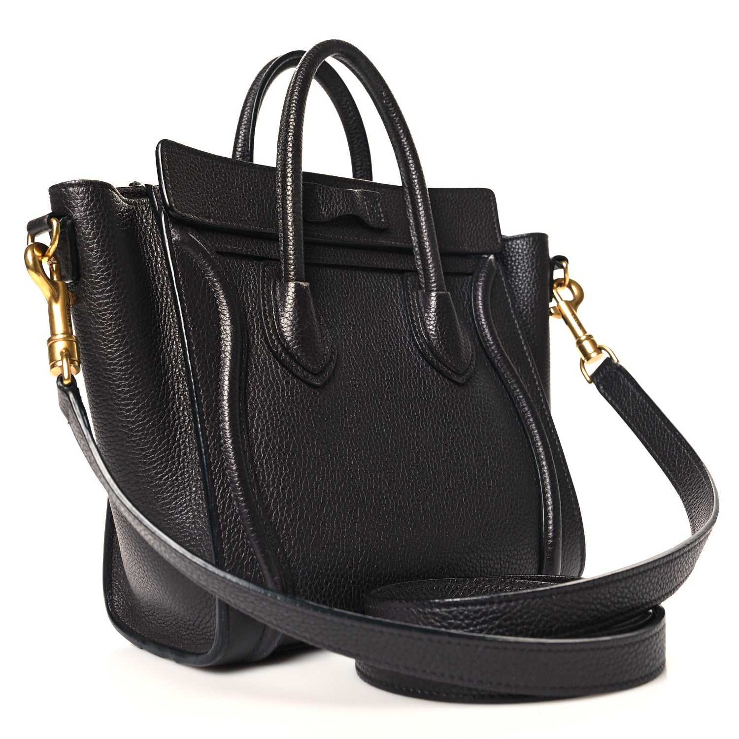 Celine Drummed Calfskin Nano Luggage Liquorice 3 of 13