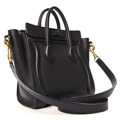 Celine Drummed Calfskin Nano Luggage Liquorice 3 of 13