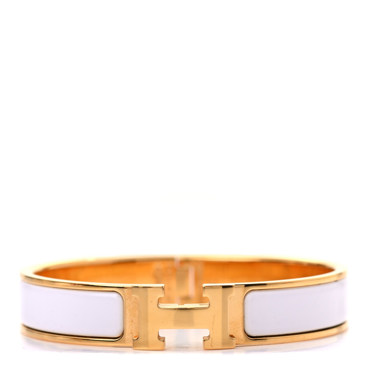 Hermes Enamel Narrow Clic Clac H Bracelet PM White 1 of 5
