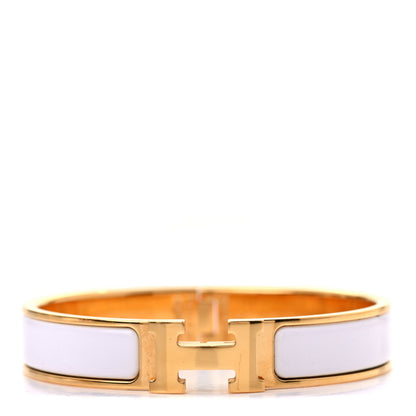Hermes Enamel Narrow Clic Clac H Bracelet PM White 1 of 5
