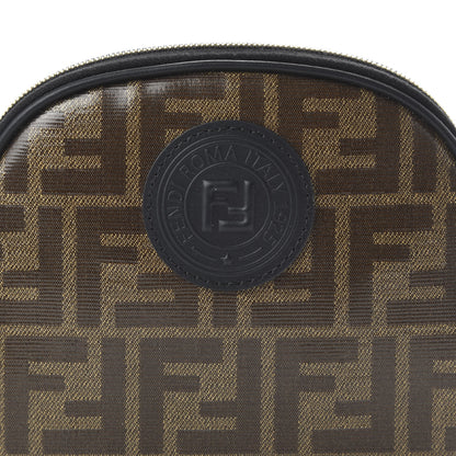 Fendi Glazed Fabric Vitello Century FF 1974 Stamp Patch Medium Cosmetic Case Mogano Panna Black 10 of 10