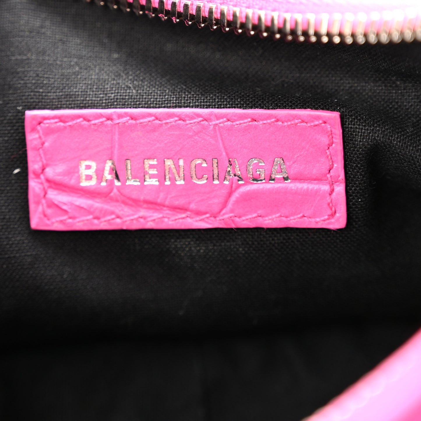 Extra Supple Calfskin Crocodile Embossed XS Le Cagole Shoulder Bag Lipstick Pink