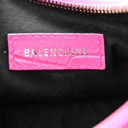 Balenciaga Extra Supple Calfskin Crocodile Embossed XS Le Cagole Shoulder Bag Lipstick Pink 6 of 10