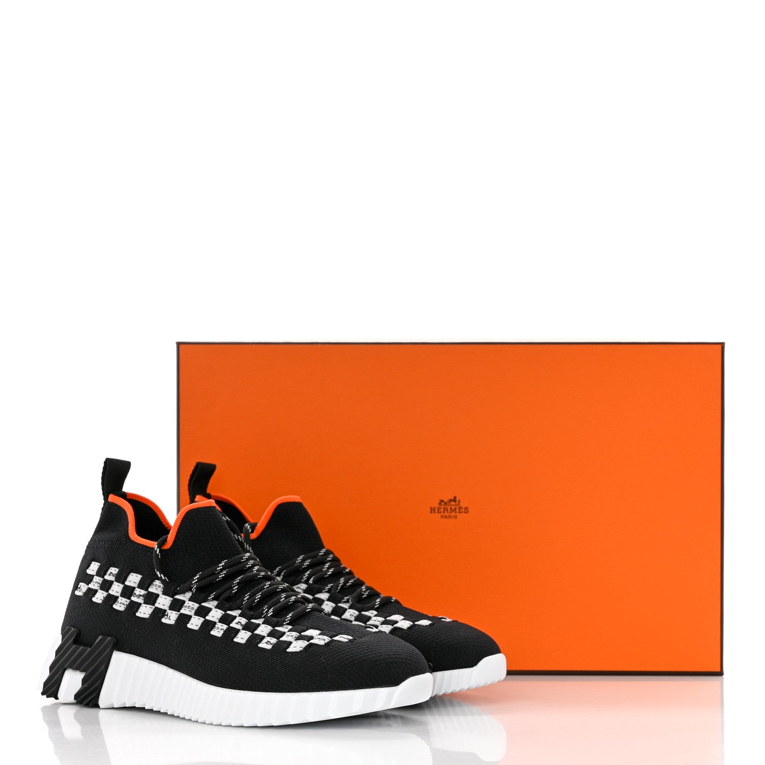 Hermes Knit Womens Flex Bolduc Sneakers 35 Black White 9 of 9