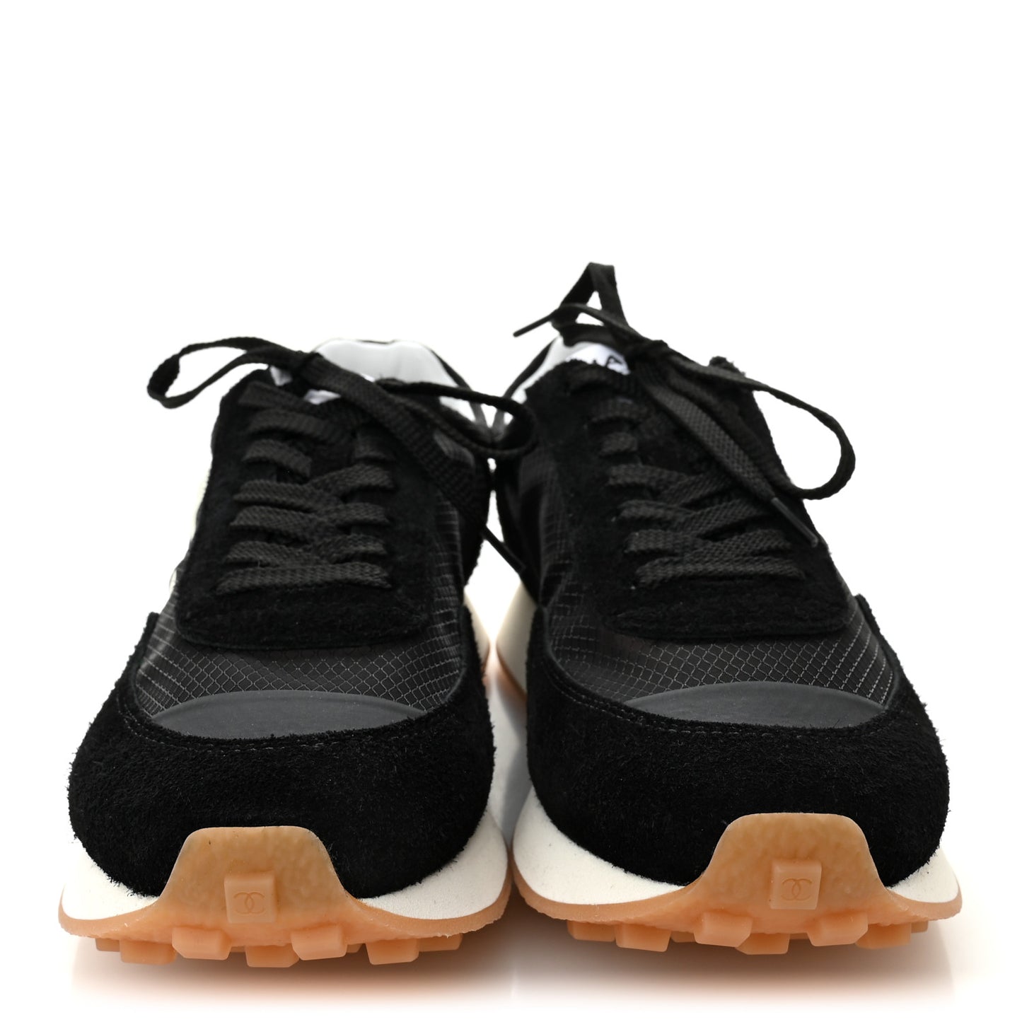 Mesh Suede Calfskin Womens Logo Sneakers 39 Black White