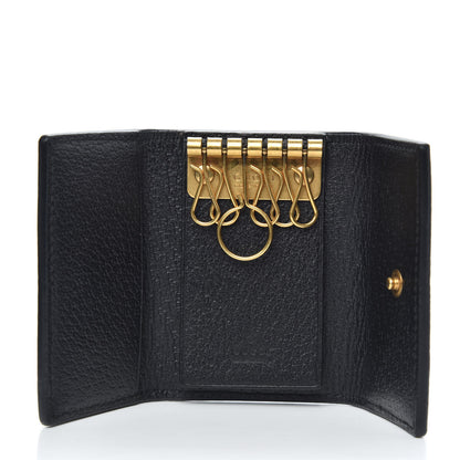Gucci Pebbled Calfskin Bee 6 Key Holder Case Black 5 of 7