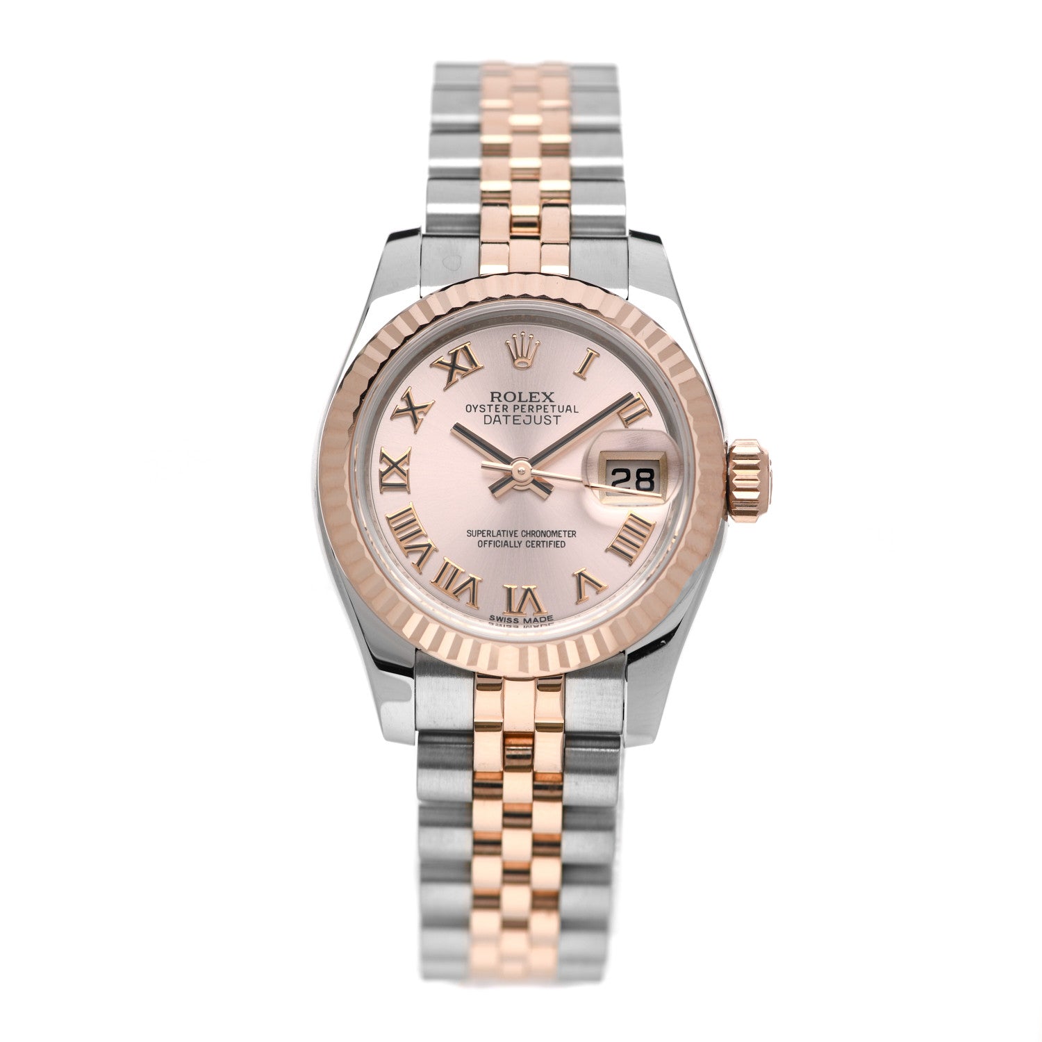 Rolex Stainless Steel 18K Everose Gold 26mm Oyster Perpetual Datejust Watch Pink Roman 179171 1 of 4