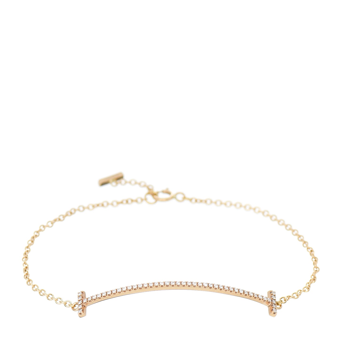 18K Yellow Gold Diamond T Smile Bracelet