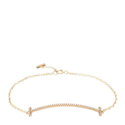 Tiffany 18K Yellow Gold Diamond T Smile Bracelet 1 of 4
