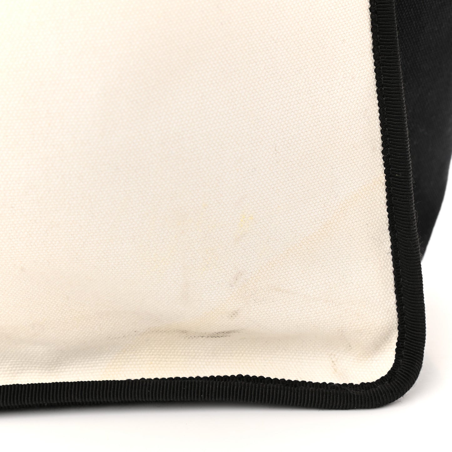Canvas Calfskin Large Let's Demonstrate Tote White Black