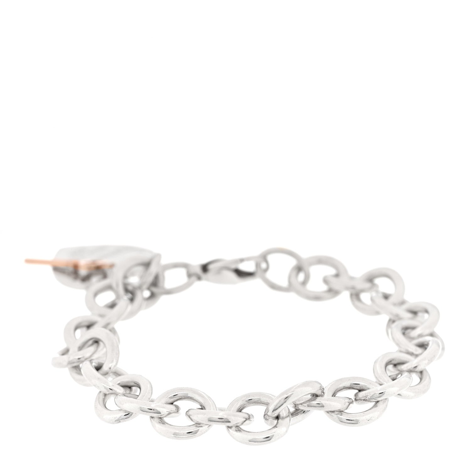 Tiffany Sterling Silver Rubedo Return to Tiffany Heart Tag Key Charm Bracelet 2 of 4