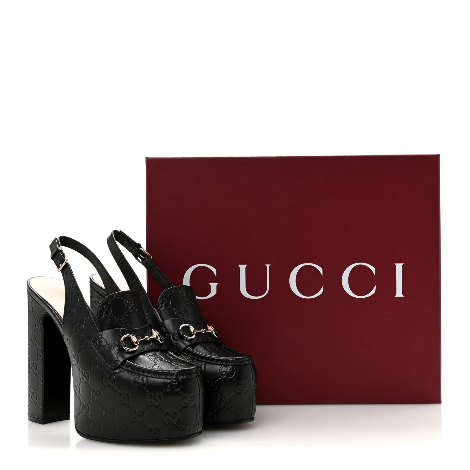 Gucci Guccissima Horsebit Platform 70/160mm Slingback Mules 40
