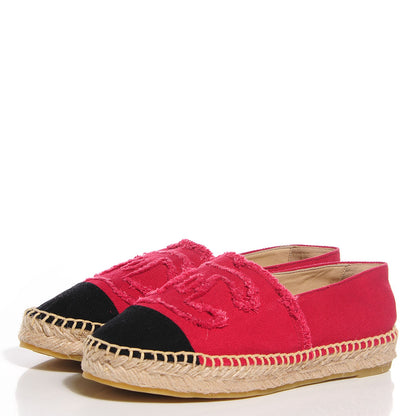 Chanel Toile CC Espadrilles 38 Red Black 3 of 7