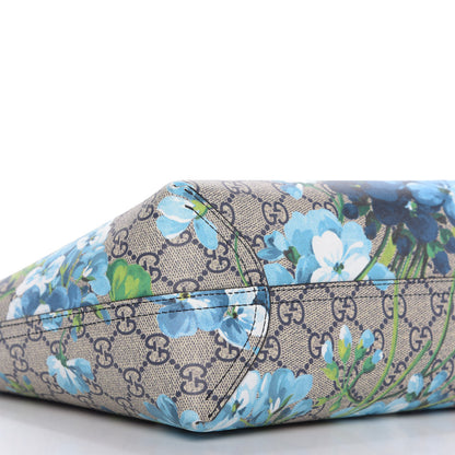 Gucci GG Supreme Monogram Blooms Small Reversible Tote Beige Blue Navy 6 of 9