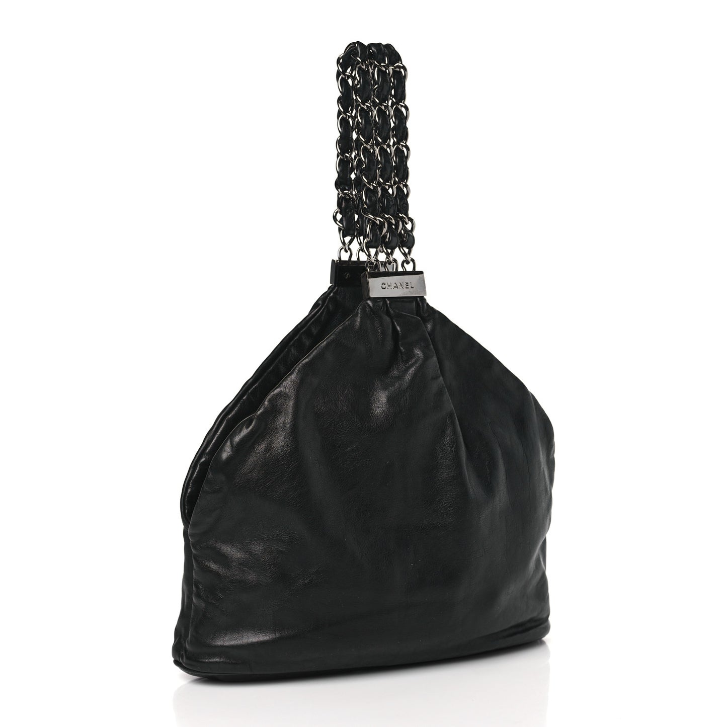 Lambskin Mini Rock and Chain Hobo Black