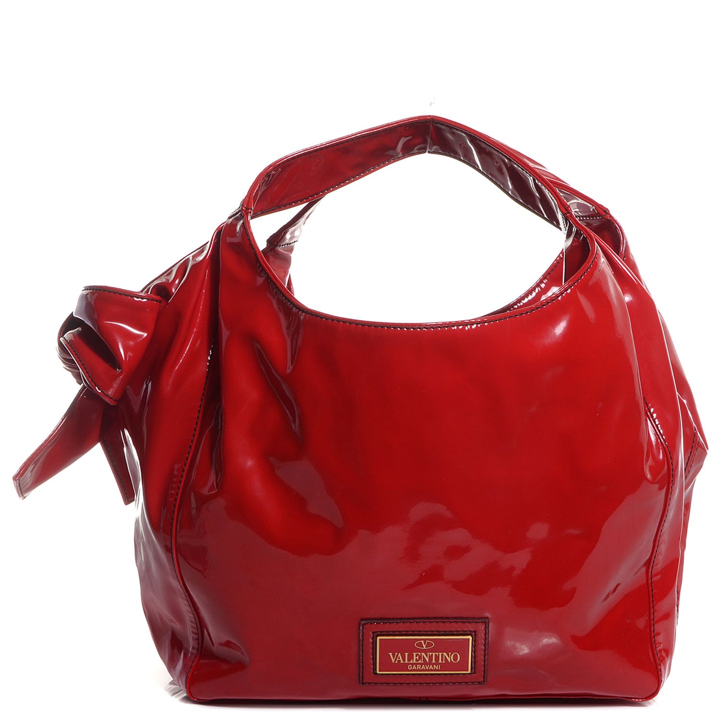 Patent Lacca Small Nuage Bow Hobo Red