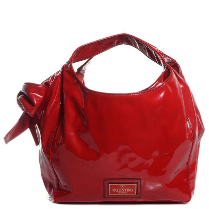 Valentino Garavani Patent Lacca Small Nuage Bow Hobo Red 1 of 8
