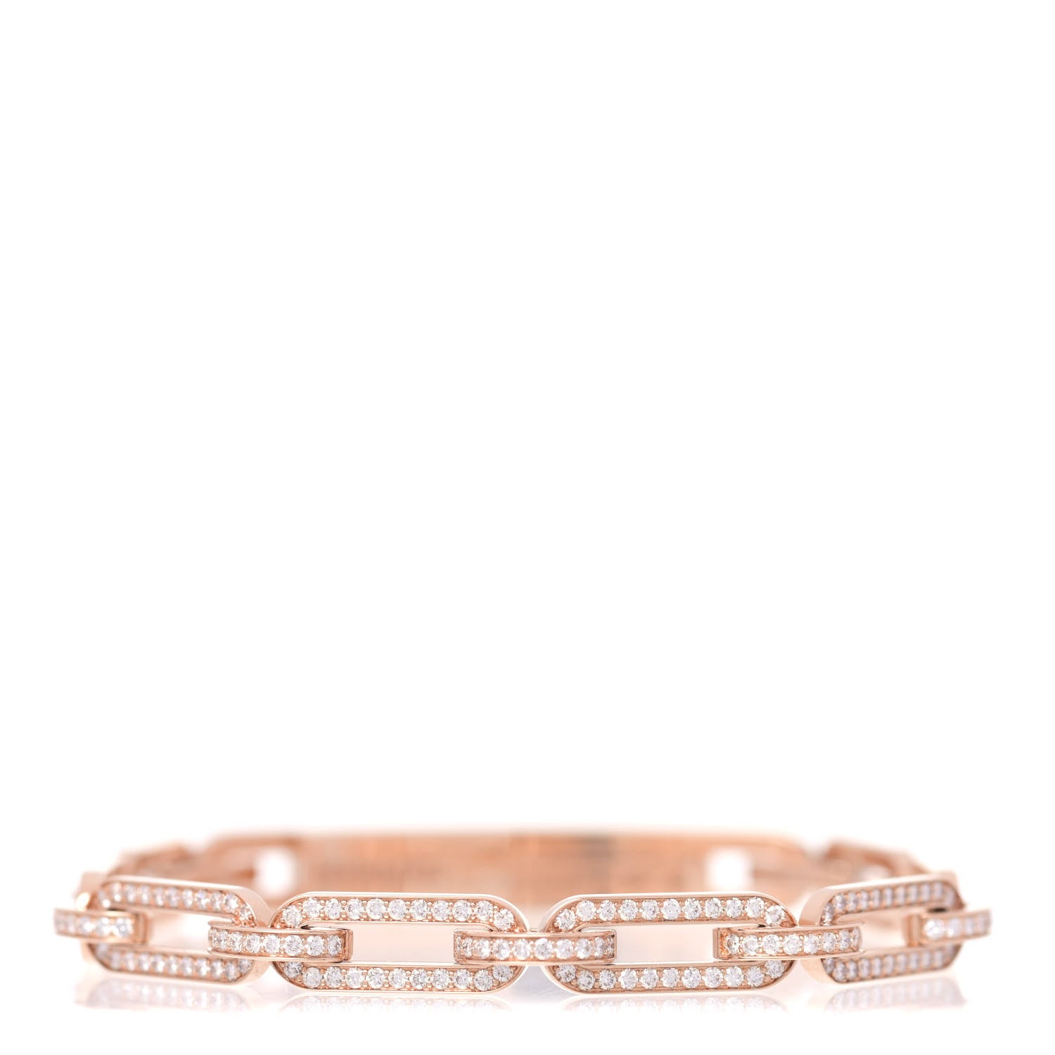 Hermes 18K Rose Gold Diamond Full Pave PM Kelly Chaine Bracelet SH 3 of 4