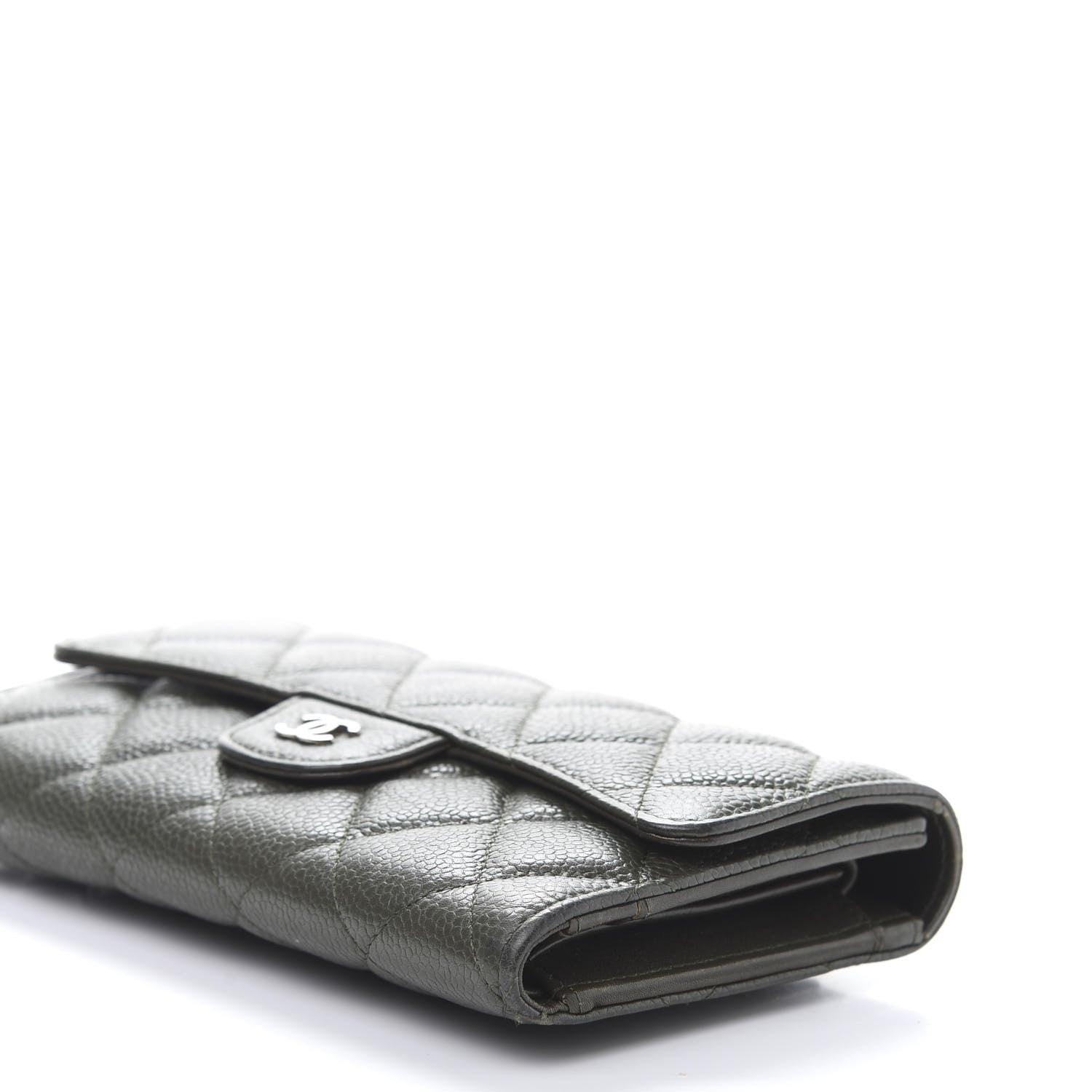 Chanel Caviar Quilted Large Flap Wallet Dark Green 7 of 13