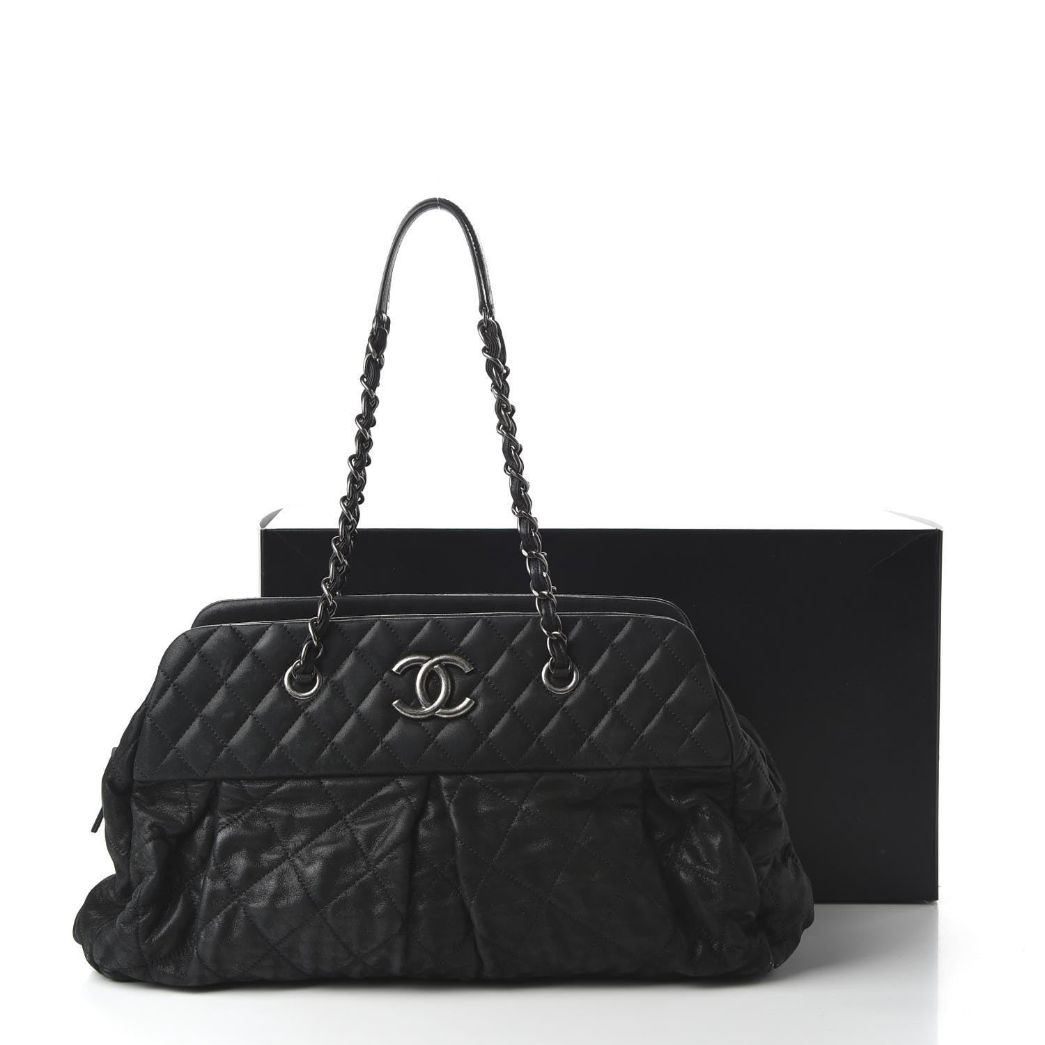 Chanel Iridescent Calfskin Chic Quilt Bowling Bag Black 11 of 12