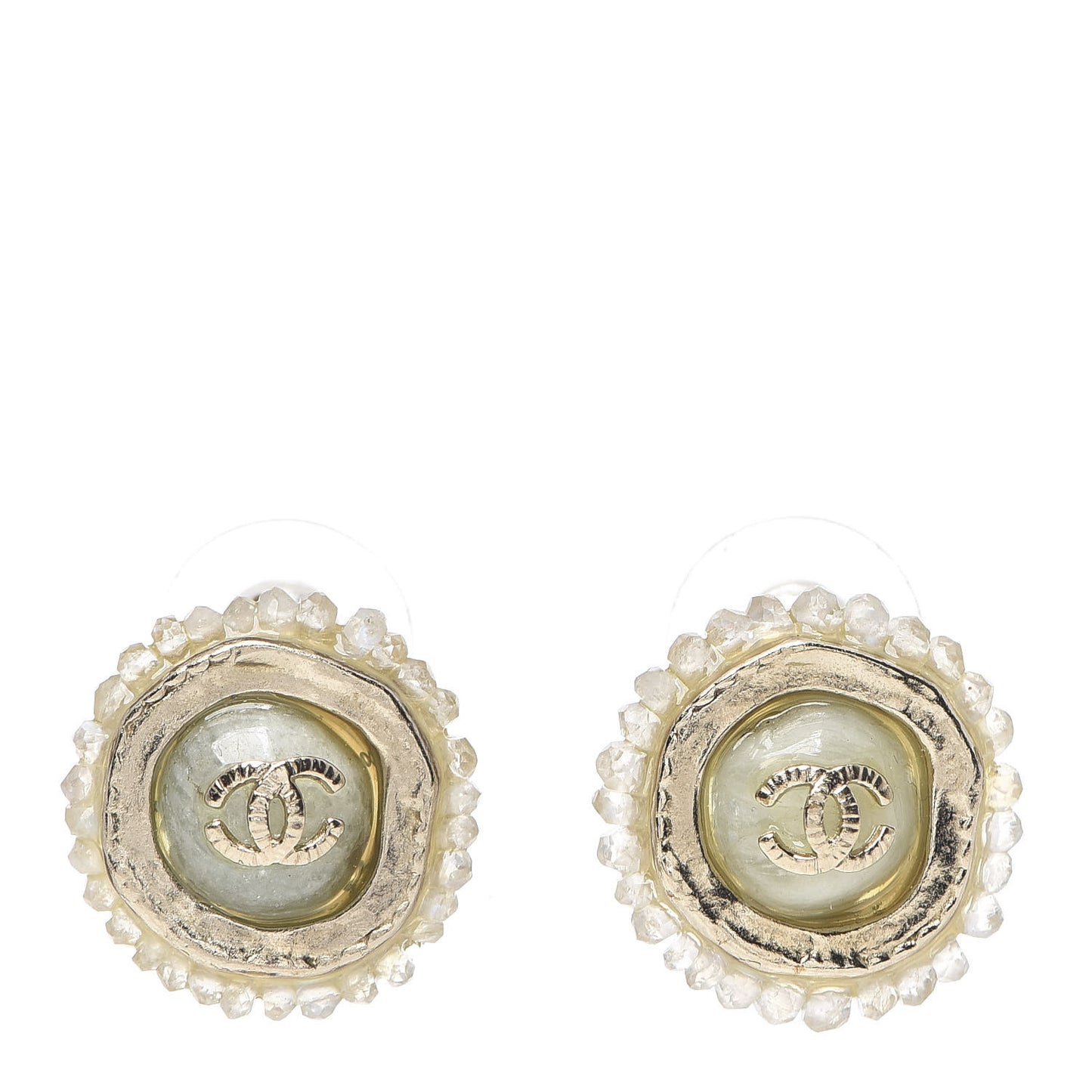 Crystal Poured Glass CC Earrings Gold