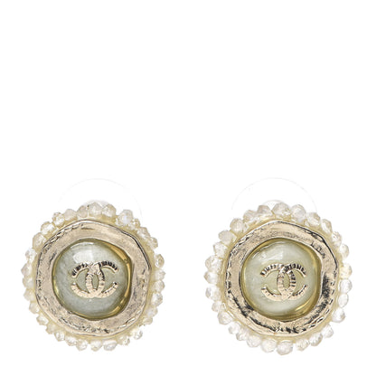 Chanel Crystal Poured Glass CC Earrings Gold 1 of 4