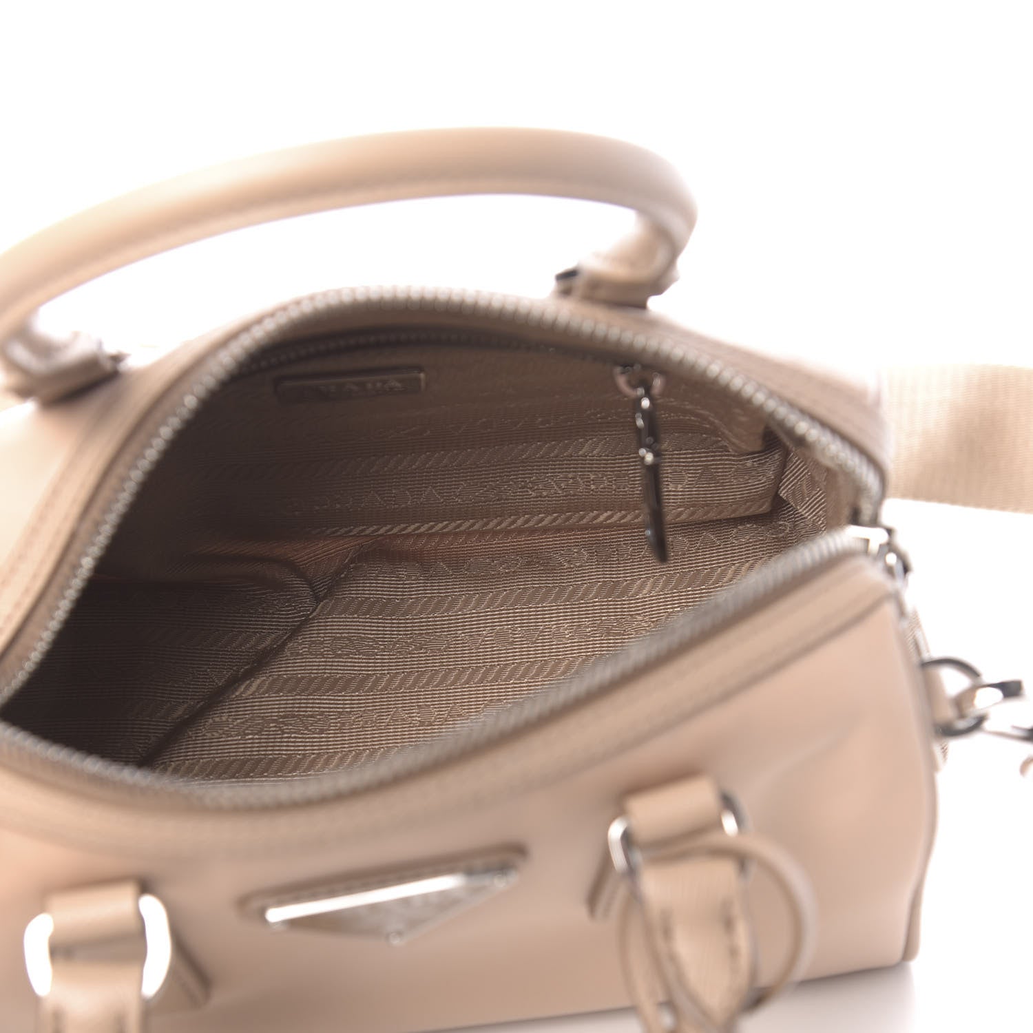 Prada Tessuto Nylon Saffiano Re-Edition 2005 Top Handle Crossbody Bag Cammeo 6 of 10